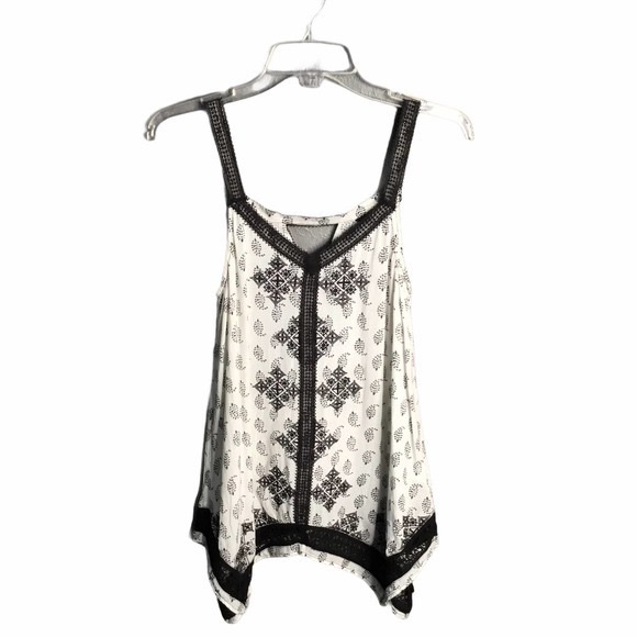 Vintage Lucky Brand Embroidered Scarf Print Sleeveless Swing Top - Picture 2 of 6